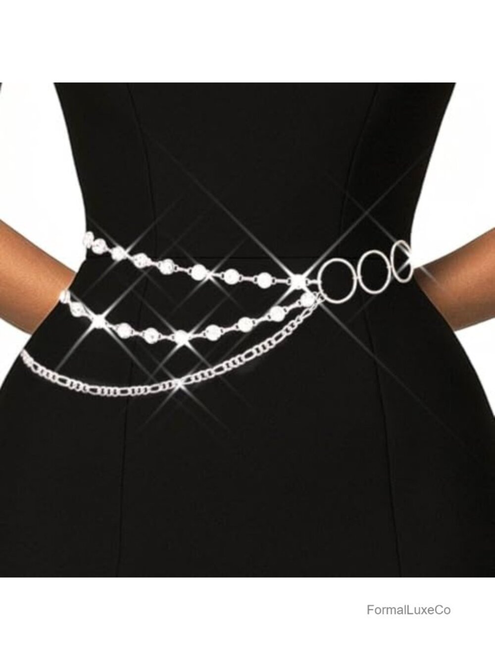 Rhinestone Chain Belts for Women Sparkly Waist Chain Fashion Bling Dress Belt